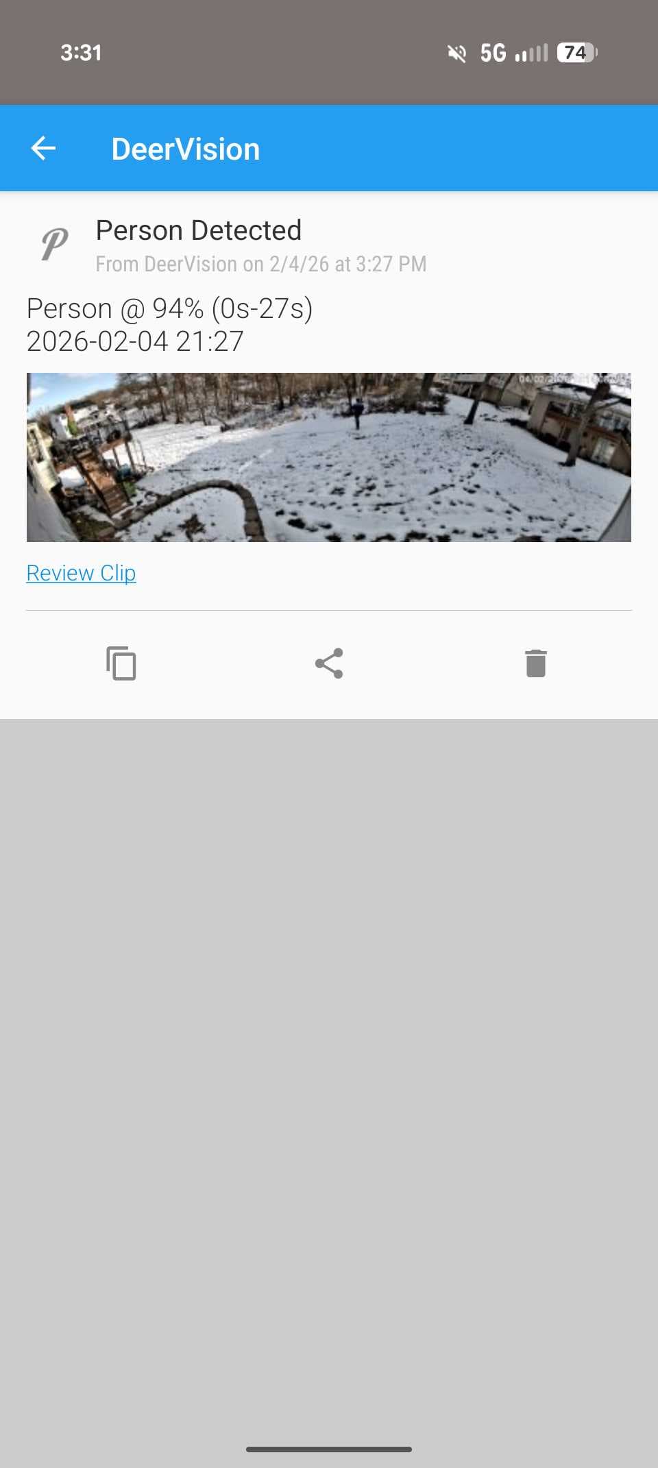 Mobile notification from deer detection