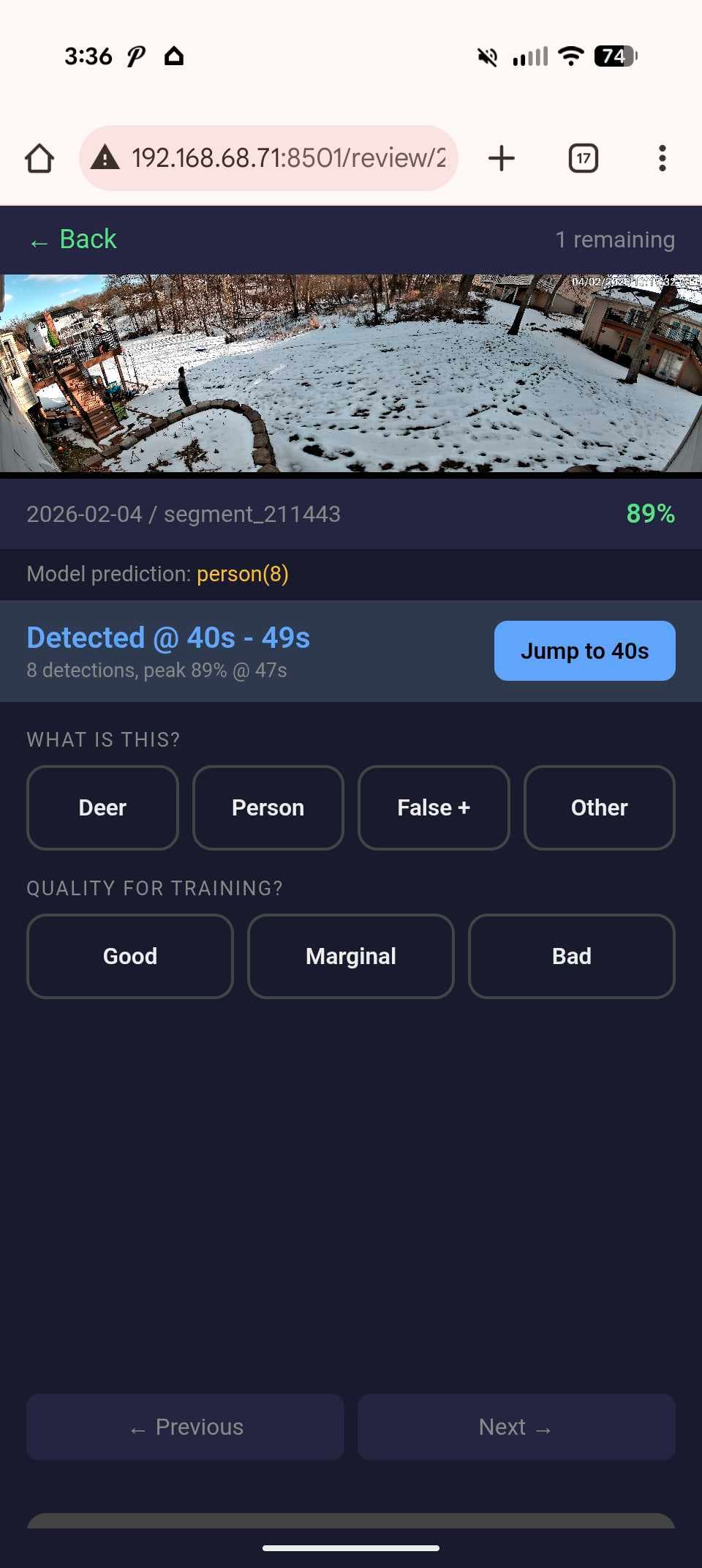 Mobile app for reviewing detections